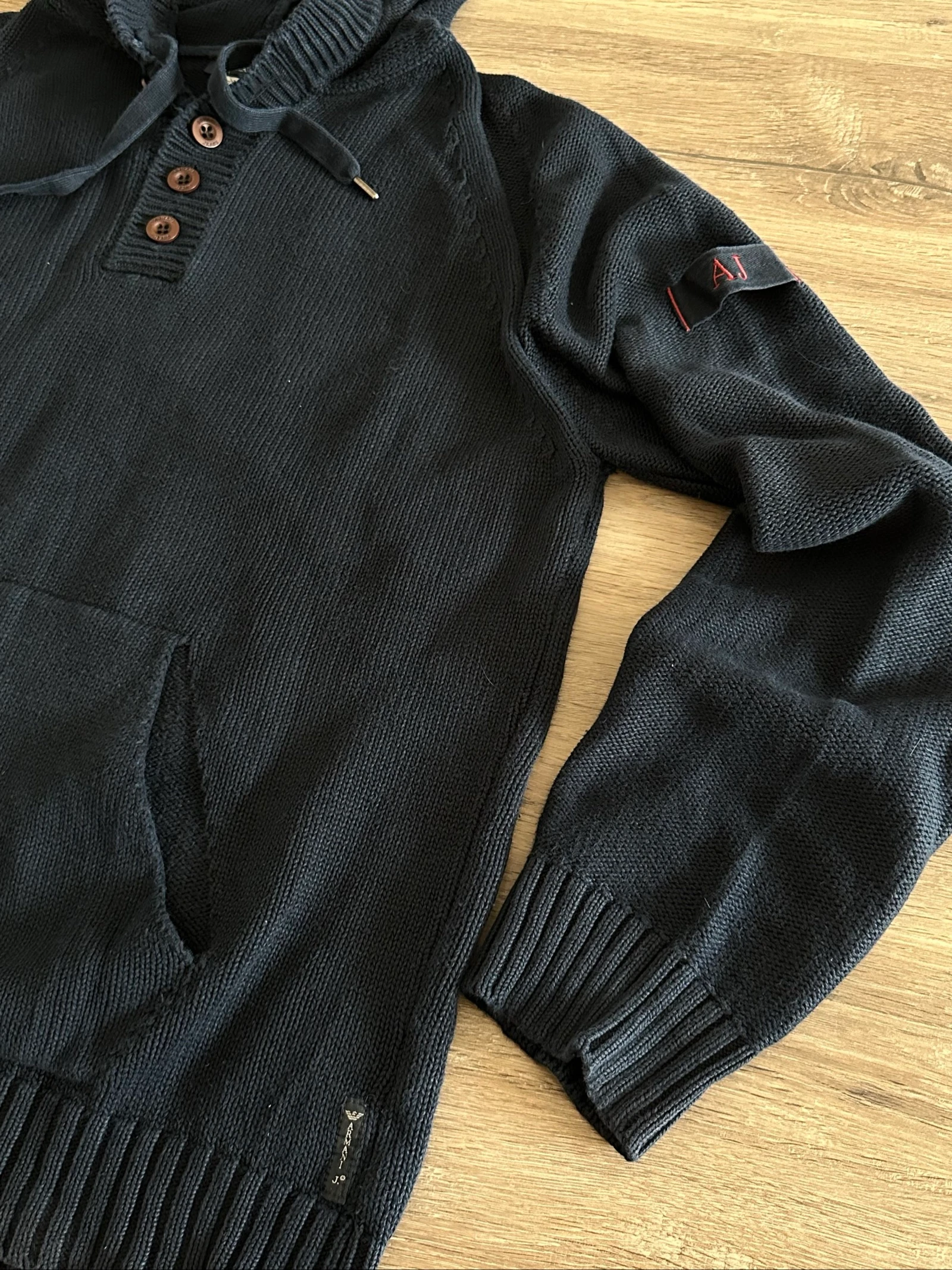 Armani Jeans Pull à Capuche 100% Coton Bleu Marine Taille XL – photo 3